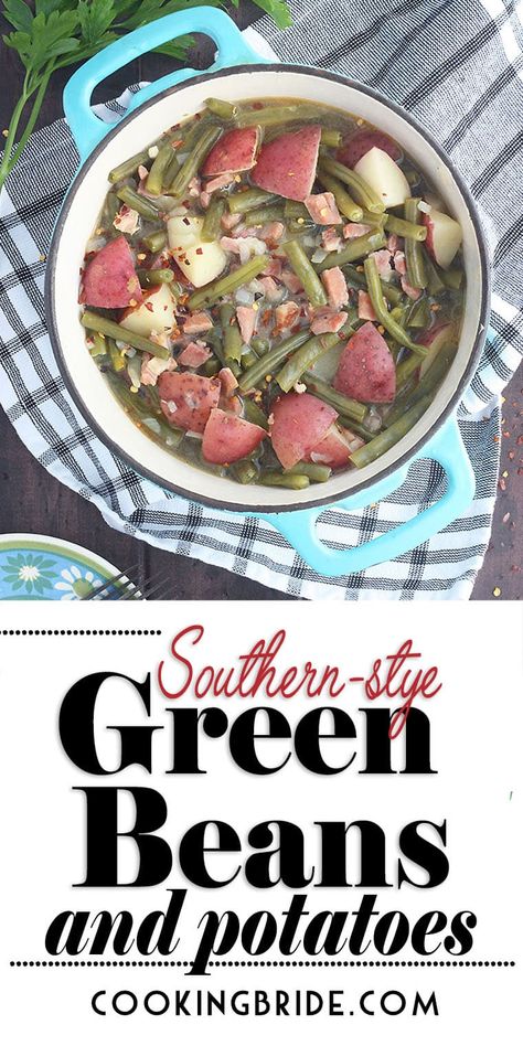 Ham Green Beans And Potatoes Oven, Fresh Green Bean Recipes Boiled, Green Beans Potatoes And Ham, Green Beans With Ham, Ham Green Beans Potatoes, Ham And Potato Recipes, Southern Green Bean Recipes, Beans With Ham, Ham And Potatoes