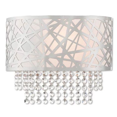 56540759-05 Contemporary Wall Sconces, Crystal Wall Sconces, Steel Lighting, Laser Cut Metal, Livex Lighting, Crystal Wall, Wall Fans, Light Bulb Types, Garden Lamps