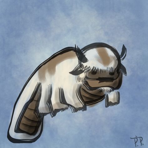 Appa, el bisonte volador feliz, de la serie Avatar, dibujado a mano alzada. Avatar, Photoshop