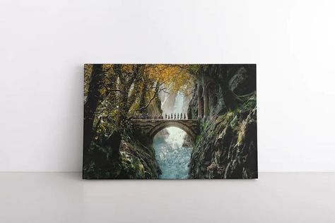 Lord Of The Rings Painting, Lord Of The Rings Decor, Painted Fan, Fragile Tape, Fantasy Decor, Fellowship Of The Ring, Angel Painting, Stretched Canvas Wall Art, Gcse Art