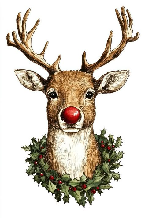 Download premium image of Reindeer illustration christmas reindeer. by Fluke about background, animal, christmas, deer, and art 15555653 Christmas Reindeer Illustration, Person Watercolor, Nutcracker Illustration, Reindeer Watercolor, Reindeer Illustration, Reindeer Drawing, Merry Crisis, Reindeer Photo, Background Animal