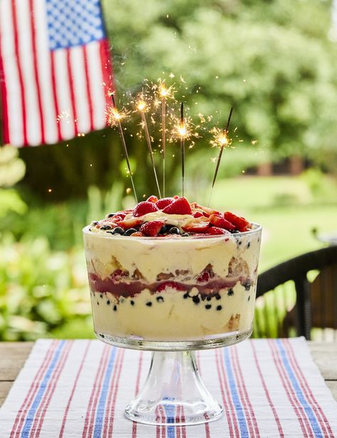 Fourth Of July Trifle, 4th Of July Trifle, Pound Cake Dessert, Pound Cake Trifle, Cake Trifle, Trifle Dish, Layered Desserts, Cake Truffles, Vanilla Pudding Mix