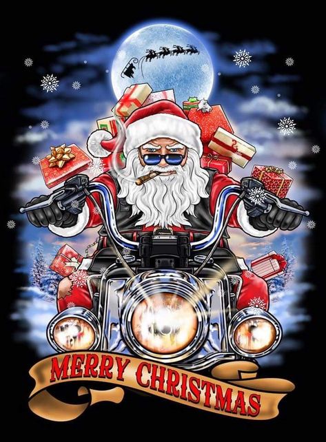 Harley Davidson Kunst, Biker Christmas, Christmas Motorcycle, Merry Christmas Images Free, David Mann Art, Flame Picture, Motorcycle Christmas, Santa Door, Harley Davidson Pictures