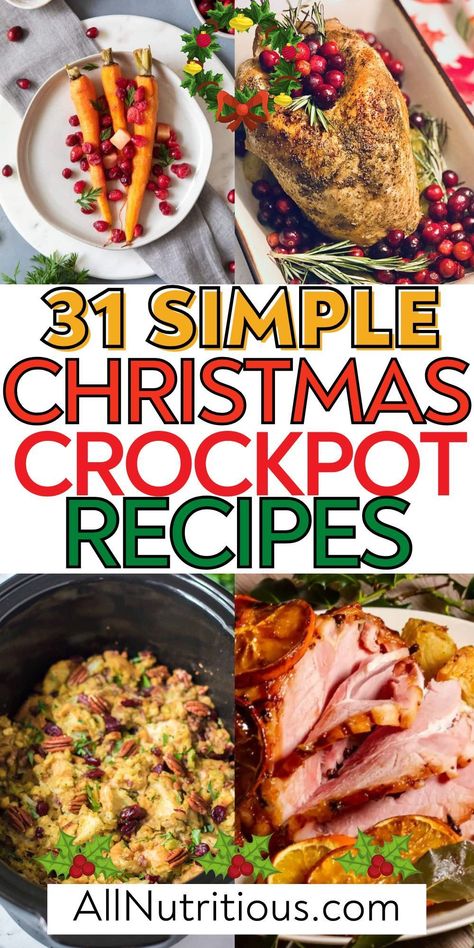 Discover the joy of cooking with our top Christmas food ideas. These are the best crockpot recipes to whip up this festive season from delightful desserts to make to meals for family dinners. Get inspired with our mouth-watering dishes that bring Christmas warmth to your table. Best Christmas Crockpot Recipes, Christmas Dinner Easy Simple, Easy Christmas Day Food Ideas, Christmas Dinner Ideas Easy Simple, Easy Crockpot Christmas Dinner, Christmas Dinner Ideas Small Family, Crockpot Christmas Eve Dinner Ideas, Easy Christmas Dinner Ideas Crock Pots, Easy Christmas Food Dinners