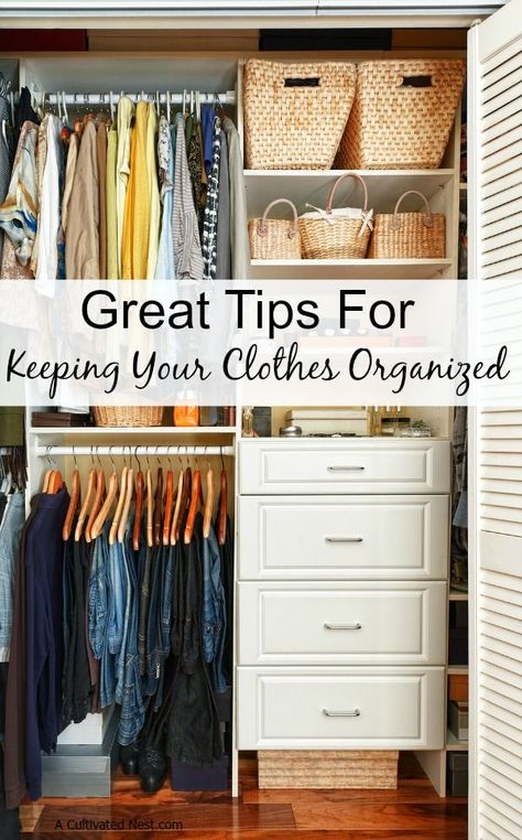 Closet organizing ideas! Getting ready in the morning is so much easier when your closets and dressers are neat and tidy. Great simple tips for keeping your clothes organized! Diy Clothes Drawer Organizer, Getting Ready In The Morning, Clothes Drawer Organization, How To Organize Your Closet, Closet Hacks Organizing, Clothes Closet Organization, Organisation Hacks, Genius Ideas, Organize Drawers