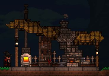 Terraria Blacksmith House, Terraria Steampunk Builds, Terraria Steampunk House, Terraria Blacksmith, Terraria Builds Ideas, Terraria Base, Terraria Design, Terraria Game, Terrarium Base