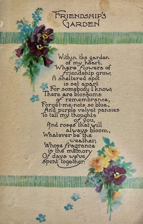 Friendship's Garden Poem Friendship Garden Quotes, Garden Poems Quote, Poem On Friendship In English, Spring Poems For Adults, Poems Of Friendship, Poem About Flowers, Poems On Friendship, Victorian Quotes, Poem About Friendship