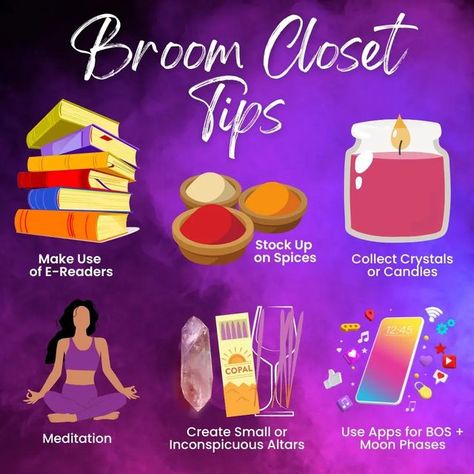 Broomcloset Witch Tips, Closet Witch Tips, Broom Closet Witch, Closeted Witch, Closet Witch, Pagan Aesthetic, Closet Tips, Witch Tips, Broom Closet