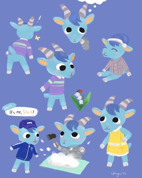 Animal Crossing Sherb Fanart, Sherb Animal Crossing Fan Art, Sherb Acnh, Sherb Animal Crossing, Acnh Fanart, Acnh Art, Poodle Drawing, Animal Crossing Fan Art, Animal Crossing Memes