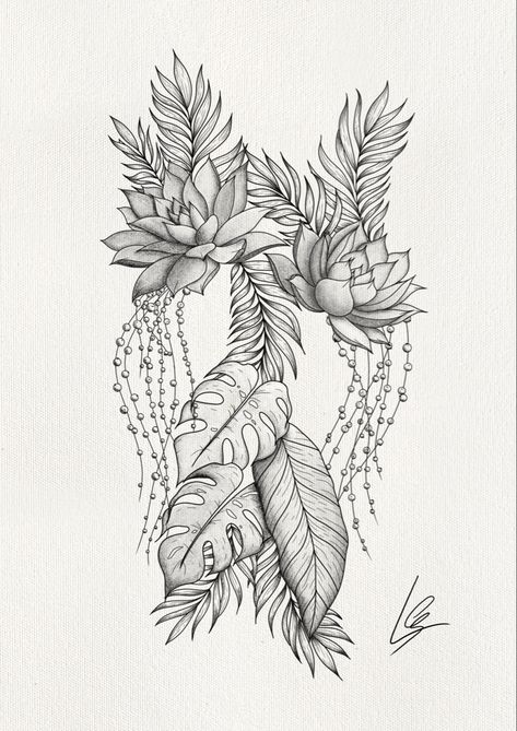 Succulent Flower Tattoo, House Plant Tattoos For Women, Succulent Arm Sleeve Tattoo, Succulent And Flower Tattoo, Succulent Tattoo Design, Succulent Sleeve Tattoo, Leg Sleeves For Females Flowers, Cactus Tattoo Sleeve, Plant Tattoos For Women