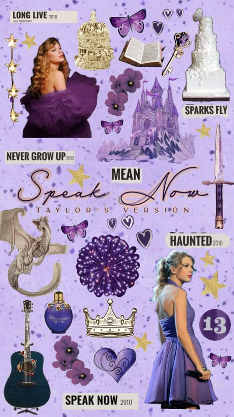 Taylor Swift Speak Now #taylorswift #taylorswiftspeaknow #speaknow #taylorsversion #purple Taylor Swift Photo Booth, Speak Now Collage, Procreate References, Taylor Swift Haunted, Printable Taylor Swift, Taylor Swift Phone Case, Eras Tour Nails, Taylor Swift Purple, Speak Now Aesthetic