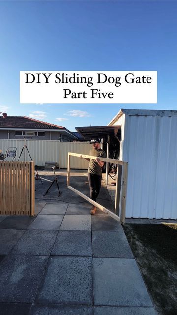 Luke Moore on Instagram: "DIY Siding dog gate | Part five" Diy Siding, Diy Dog Gate, Slide Gate, Cable Spool, Patio Steps, Dog Area, Sliding Gate, Dog Gate, Iron Gates