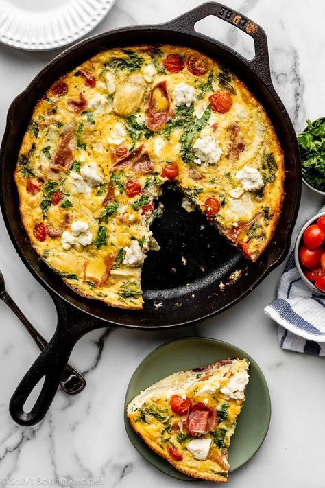 Tomato Basil Frittata, Tomato Egg Bake, Frittata Recipes Baked, Frittata Recipes Breakfast, Fritata Recipe, Spinach Frittata Recipes, Luscious Recipes, Tomato Frittata, Easy Frittata Recipe