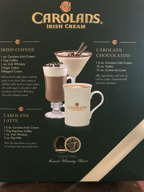 Carolans Irish Cream Drinks, Irish Cream Drinks, Cream Drinks, Sugar Cubes, Irish Coffee, Irish Whiskey, Irish Cream, Whipped Cream, Vodka