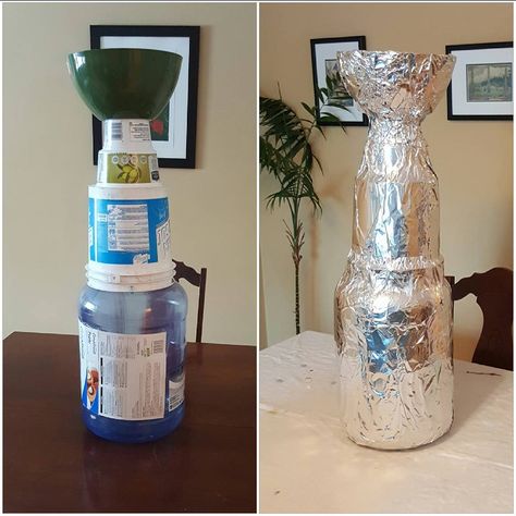 How To Make A Stanley Cup Trophy, Hockey Themed 30th Birthday, Stanley Cup Candy Trophy, Hockey Pool Party, Hockey Party Decorations Diy, Hockey Theme Snacks, Hockey Bday Party Ideas, Nhl Birthday Party, 40th Birthday Hockey Theme