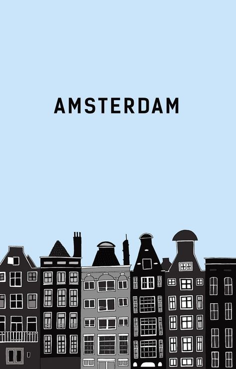 ~ Calma Caotica Wallpaper Cities, Amsterdam Illustration, Cities Wallpaper, Amsterdam Wallpaper, Amsterdam Skyline, Illustration City, Amsterdam Art, Tourism Poster, Amsterdam Holland