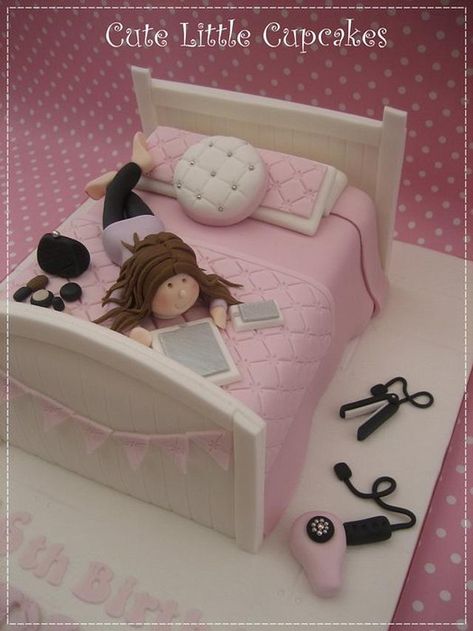 16th Birthday Cake - Cake by Heidi Stone - CakesDecor 16th Birthday Cake For Girls, Bed Cake, Unique Bedroom Ideas, 16th Birthday Cake, Make The Bed, Teen Cakes, Free Reign, Birthday Cakes For Teens, Girly Cakes