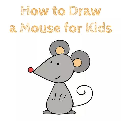 How to Draw a Mouse for Kids - How to Draw Easy Cartoon Mice Drawing, Mouse Videos, Mouse Doodle, Drawing Mouse, Drawing Nose, Elementary Drawing, Challenge Instagram, Mouse Drawing, Fox Drawing