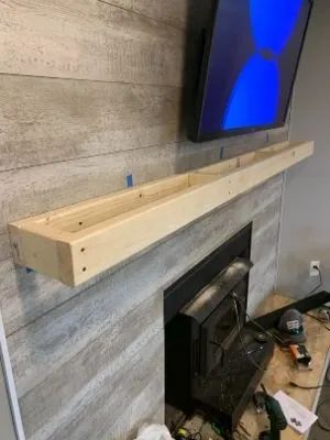 Diy Floating Mantle, Floating Mantle Fireplace, Diy Floating Mantel, Fireplace Mantels Diy, Floating Fireplace Mantel, Diy Mantle, Diy Fireplace Mantle, Floating Mantel Shelf, Floating Mantle