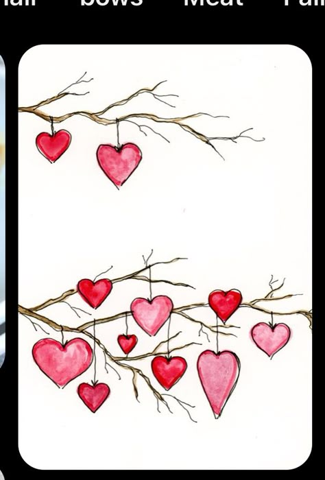 Branch Template, Diy Watercolor Cards, Valentines Day Cards Diy, Valentines Watercolor, Learn Watercolor Painting, Watercolor Birthday Cards, Hand Painted Card, Valentine Cards Handmade, Watercolor Birthday