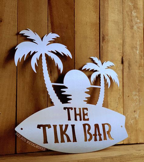 Tiki Signs, Tiki Bar Signs, Tiki Bars, Poolside Bar, Tiki Decor, Tiki Bar Decor, Movie Decor, Custom Metal Art, Bar Metal