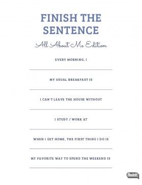 All About Me Finish The Sentence.pdf - ELT Buzz Teaching Resources Esol Worksheets, Funny Icebreaker Questions, Sentence Prompts, Finish The Sentence, Efl Teaching, Icebreaker Questions, Sentence Activities, Back To School Activity, Conversation Cards