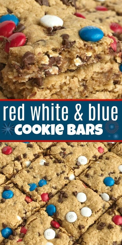 {No Flour} Red White & Blue Cookie Bars - Together as Family No Flour Desserts, Gluten Free Cookie Bars, Dessert Halloween, Flourless Cookies, Patriotic Desserts, Blue Cookies, Blue Desserts, Sugar Cookie Bars, 4th Of July Desserts