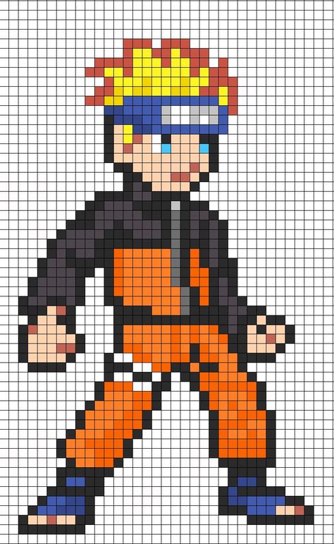 Naruto Pixel Art Grid, Pixel Art Templates Anime, Easy Pixel Art Anime, Anime Pixel Art Grid Easy, Pixel Art Anime Easy, Pixel Drawing Anime, Pixel Art Pattern Anime, Pixel Art Hard, Pixel Art Dragon Ball