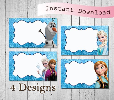 Frozen Blank Food Tents, Frozen Blank Place Cards, Frozen decoration, Frozen food tents Food Signs For Party, Frozen Diy Party, Frozen Food Labels, Tags Frozen, Signs For Party, Name Tags Printable, Frozen Printables, Frozen Decorations, Geek Party