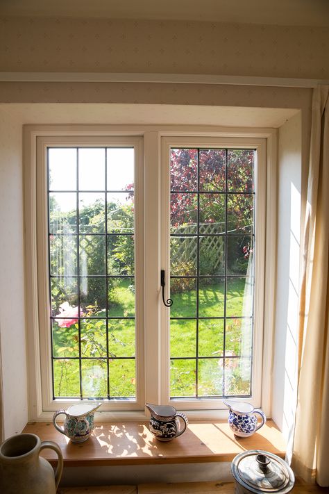 Storm 2 Timber look alike Upvc Windows viewed from inside a home. A traditional look in a modern home. House Window Styles, Interior Storm Windows, Modern Window Design, Modern Window Grill, Home Window Grill Design, Window Grill Design Modern, Window Seat Design, Cottage Windows, Contemporary Windows