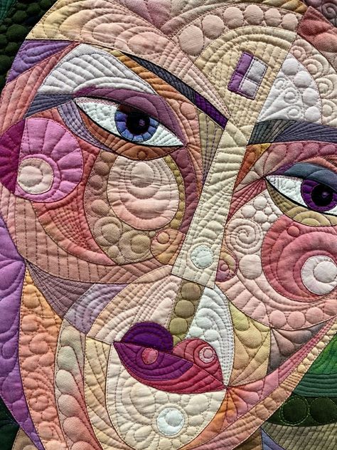 Women's Encyclopedia - Handi Quilter Small Quilting Projects, Collage Quilting, Free Motion Designs, Challenge Ideas, Art Faces, Handi Quilter, Abstract Quilt, Creative Sewing, Applique Quilting