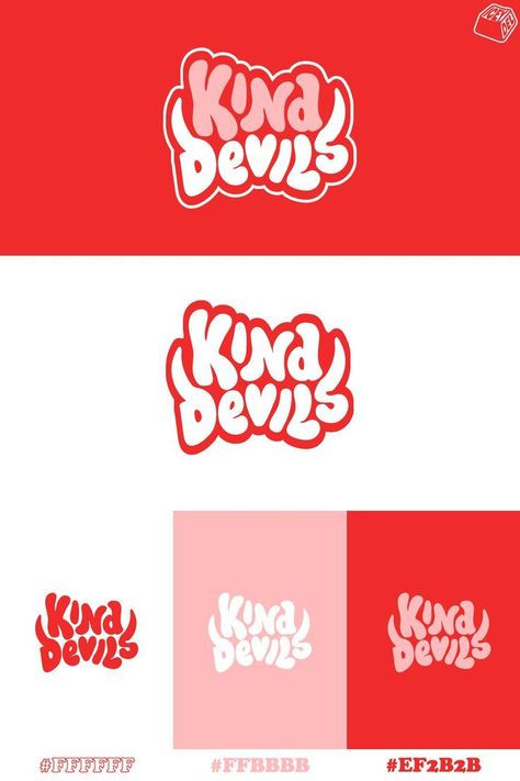 Looking for a logo that's both bold and playful? Check out this "Kind Devils" typography logo! It's perfect for brands who want to convey a fun, edgy, and approachable personality. The design features a unique font choice that's both eye-catching and memorable.  This logo is sure to make your brand stand out!#luxuryfonts #branding #elegantdesign #fontinspiration #logodesign Bold Typography Logo, Tattoo Shop Branding, Cute Typography Design, Devil Logo Design, Evil Logo, Devil Logo, Red Branding, Pop Art Studio, Luxury Fonts