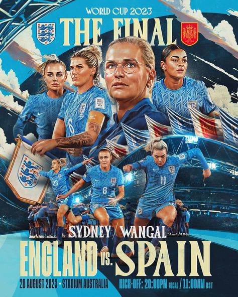 England Ladies Football, Soccer Art, Sport Branding, Sports Design Inspiration, Sports Graphic Design, World Cup Final, Football Poster, August 20, Womens Football