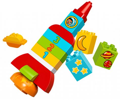 BrickLink - Set 10815-1 : Lego My First Rocket [Duplo] - BrickLink Reference Catalog Minecraft Pattern, Space Crafts For Kids, Toy Rocket, Kids Blocks, Lego Minecraft, Lego Instructions, Lego Parts, Lego Duplo, Kids Store