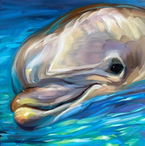 "Dolphin Study 2" by Holly Storlie Dolphin Oil Pastel, Holly Storlie, Oil Pastel Art, Daily Paintworks, Pastel Art, Fine Art Gallery, New Artists, Daily Art, Original Fine Art