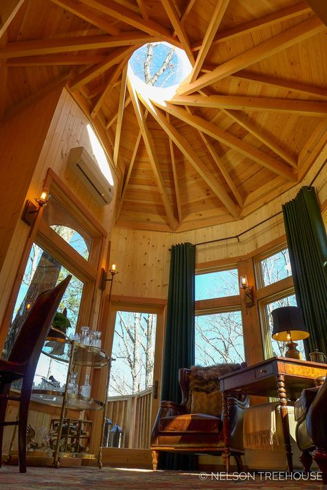 Super Spy Treehouse - Nelson Treehouse 2018 - Reciprocal roof Timber Roof Design, Posh Living Room, Reciprocal Roof, Treehouse Masters, Elegant Entryway, Timber Roof, Tree House Designs, Roof Architecture, Cob House