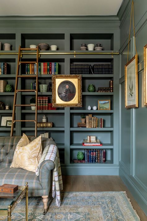 Deur Ensuite, Cozy Home Library, Home Library Rooms, Library Room, Home Library Design, Home Libraries, Built In Bookcase, Home Library, Home Office Design