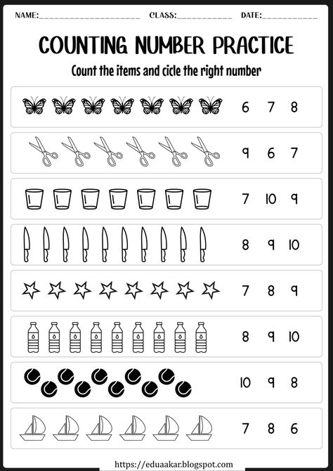 Number Learning Worksheets, Number Review Worksheets 1-10, Counting Practice Worksheets, Count Worksheets Preschool, Count And Write The Number Worksheet, Numbers Counting Worksheet, Counting Worksheets Preschool 1-20 Free, Number Recognition Worksheets 1-20, Counting Activities Preschool Worksheets