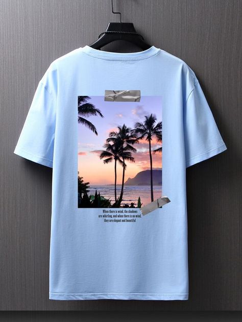 Tropical Tshirts, Beach Tshirts, Awesome Shirt Designs, Drop Shoulder Tee, Guess Men, Coconut Tree, Bowling Shirts, Men Tops, Tree Print