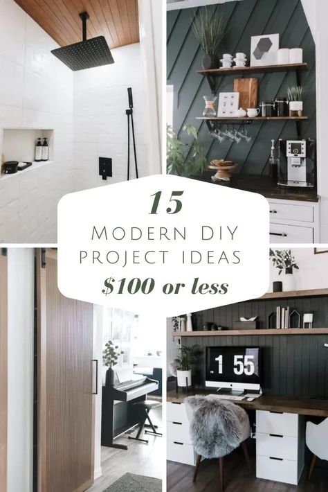 Beautiful modern DIY projects for under $100! Learn how to make these new budget-friendly home decor projects! All of them are quick, easy, and popular DIYs! Easy Wall Stencil, Interior Door Makeover, 6 Panel Doors, Diy Project Ideas, Diy Pendant Light, Diy House Projects, Door Makeover, Creative Home Decor, Diy Home Decor Easy