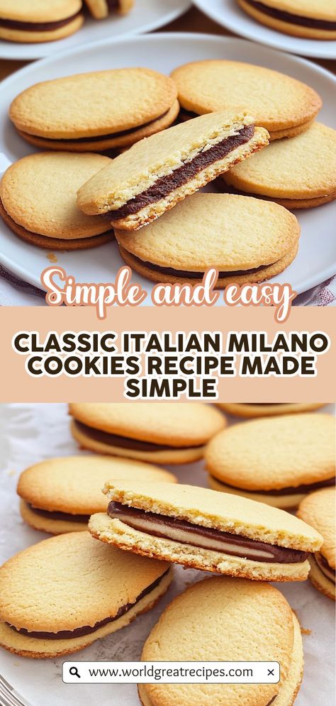 Dive into the world of baking with this irresistible homemade Milano cookies recipe that combines crispy cookies with a luscious chocolate filling. Perfect for dessert lovers and cookie enthusiasts alike, these delightful treats are easy to make and require simple ingredients from your pantry. Impress your friends and family with your baking skills while enjoying the comforting aroma of freshly baked cookies wafting through your kitchen. Filled Cookies Recipes, Mini Cookies Recipe, Mostaccioli Cookies Recipe, Mini Cookie Recipe, Milano Cookie Recipe, Stamp Cookies Recipe, Molded Cookie Recipe, Simple Cookie Recipe, Cookie Recipes Easy