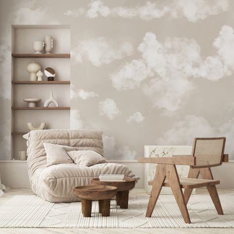 Beige Sky & Clouds Peel and Stick Wall Mural Abstract Neutral Self Adhesive Wall Decal Minimalist Design Removable Wallpaper AM021 - Etsy Cloud Nursery Theme, Clouds Wall Mural, Beige Sky, Sky Nursery, Cloud Theme, Clouds Nursery, Baby Boy Room Decor, Baby Room Inspiration, Cloud Wallpaper