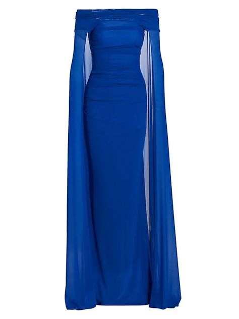 Classy Guest Wedding Dress, Royal Blue Wedding Guest Dress, Midnight Blue Dress, Blue Evening Gowns, Talbot Runhof, Cape Gown, Prom Dress Inspiration, Glam Dresses, Teenage Fashion Outfits