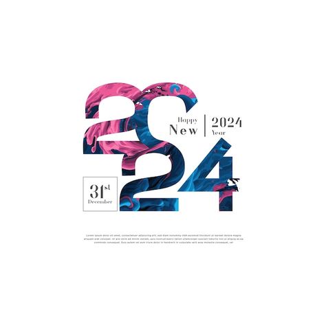 Happy New Year 2024 Flyer Design, New Year Poster Design 2024, New Year 2024 Poster, Happy New Year 2024 Poster, End Of Day Quotes, Happy New Year 2024 Design, 2024 Typography, Typo Inspiration, 2024 Wishes