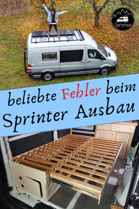 Fehler beim Camper Ausbau - So baust du einen Sprinter Ausbau Camping Van Aesthetic, Vw T5 Camper, Caddy Camper, Vans Aesthetic, Camper Diy, Mercedes Sprinter Camper, Suv Camper, Auto Camping, T5 Camper