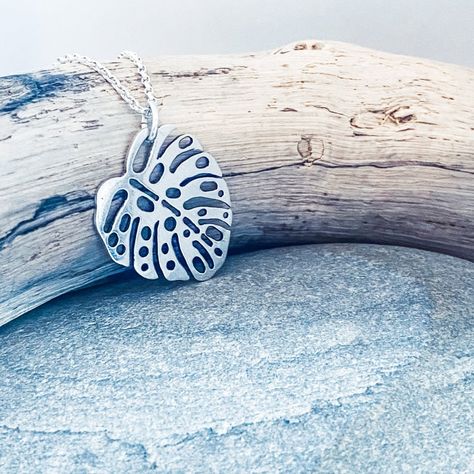 Monstera Leaf Necklace Leaf Necklace 925 silver leaf | Etsy Saw Pierced Pendant, Pierced Pendant, Gem Necklaces, Leaf Necklace Silver, Sterling Silver Layered Necklace, Jewellery Workshop, Hand Piercing, Whimsical Heart, Swiss Cheese Plant