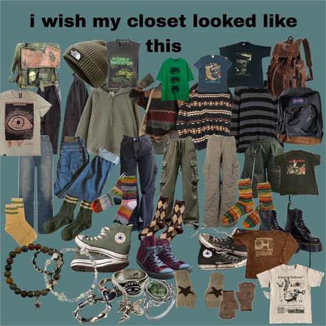 Trans Grunge Aesthetic, They Them Outfits, Transmasc Outfits Aesthetic, Messy Aesthetic Outfit, Nerdcore Fashion, Chaotic Aesthetic Outfits, 90s Indie Fashion, Bi Outfits Aesthetic, Bi Aesthetic Outfits