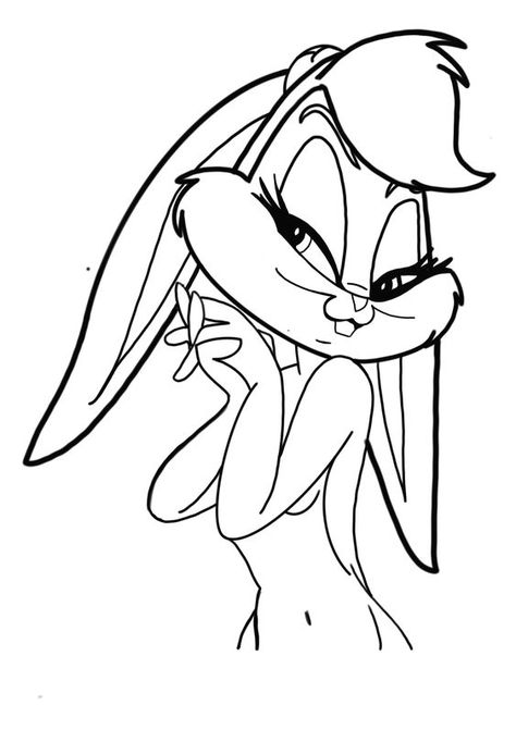 Character Outline, Bunny Tattoos, Lola Bunny, Cartoon Character Tattoos, Coloring Pages Inspirational, Bunny Drawing, Cute Canvas Paintings, Tattoo Design Book, Cartoon Tattoos