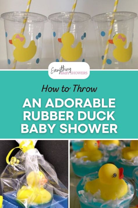 Looking for a cute baby shower theme that works for both baby boys and girls? Consider throwing a Rubber Duck Baby Shower! Rubber Ducks are one of our favorite themes for baby showers because it’s so adorable and can be thrown any time of the year! Celebrate baby and the parents-to-be with these cute Rubber Duck baby shower ideas. In this post, you’ll find everything you need to create the best Rubber Duck baby shower – from party schedules, menu ideas, shower games and more! Rubber Ducky Themed Birthday Party, Duck Shower Theme, Diy Rubber Duck Decorations, Rubber Ducky Centerpieces, Rubber Duck Party Food, Rubber Duckie Baby Shower Ideas, Rubber Duck Party Ideas, Rubber Duck Baby Shower Theme, Duck Theme Baby Shower Ideas