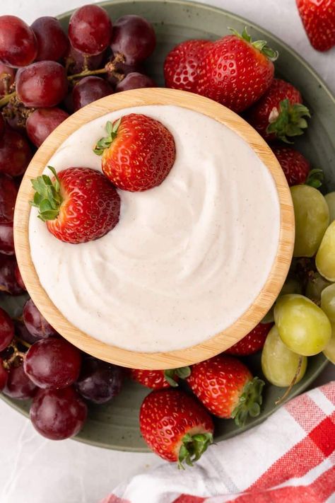 Greek Yogurt Fruit Dip, Yogurt Fruit Dip, Yogurt Dipping Sauce, Marzipan Fruit, Almond Milk Yogurt, Greek Yogurt Dips, Homemade Jams, Fruit Dips Recipes, Yogurt Flavors